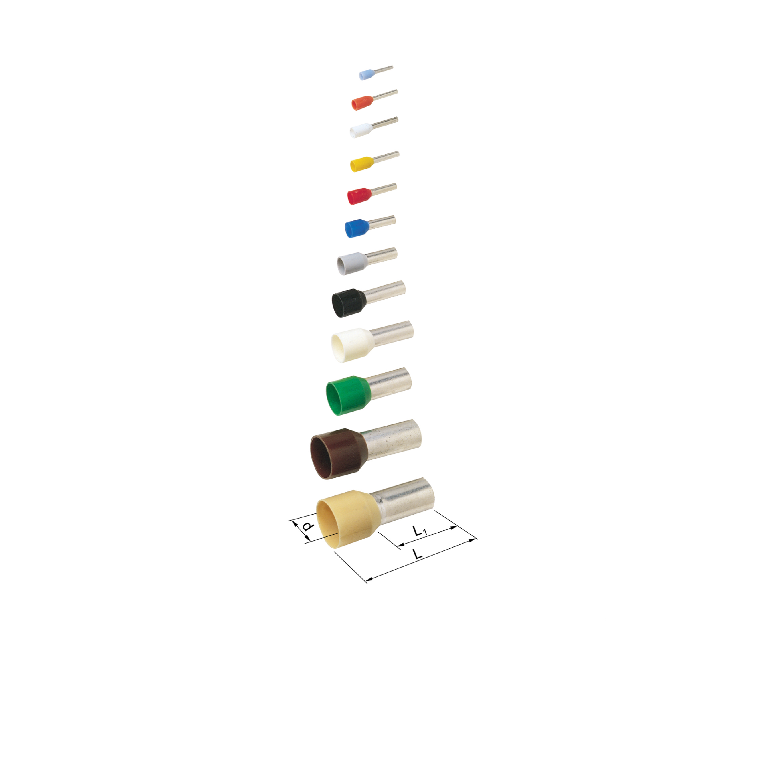 Elpress ETT Pre-Insulated End Terminals - Alternative Colour (0.14-50mm²) (A0.75-8ETT, A2.5-8ETT, A16-12ETT)