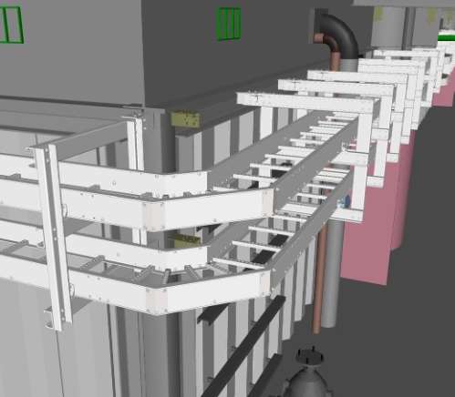 HV Cable Ladders and Support Systems Installed Around the Perimeter of an Offshore Platform - GRP Marine - GRP Cable Ladder, GRP Cable Tray and Support Systems