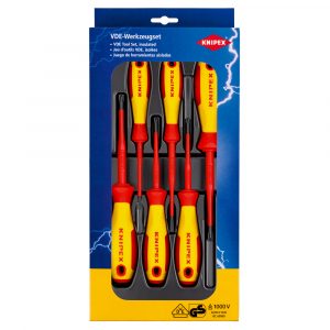 KNIPEX 00 20 12 V05 6-Piece VDE Plus/Minus & Slotted Slim Screwdriver Set