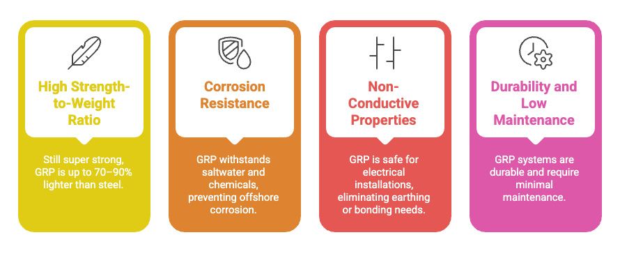 Key Benefits of Glass Fibre Reinforced Polymer (GRP/FRP) - GRP Cable Ladder, GRP Cable Tray and Support Systems