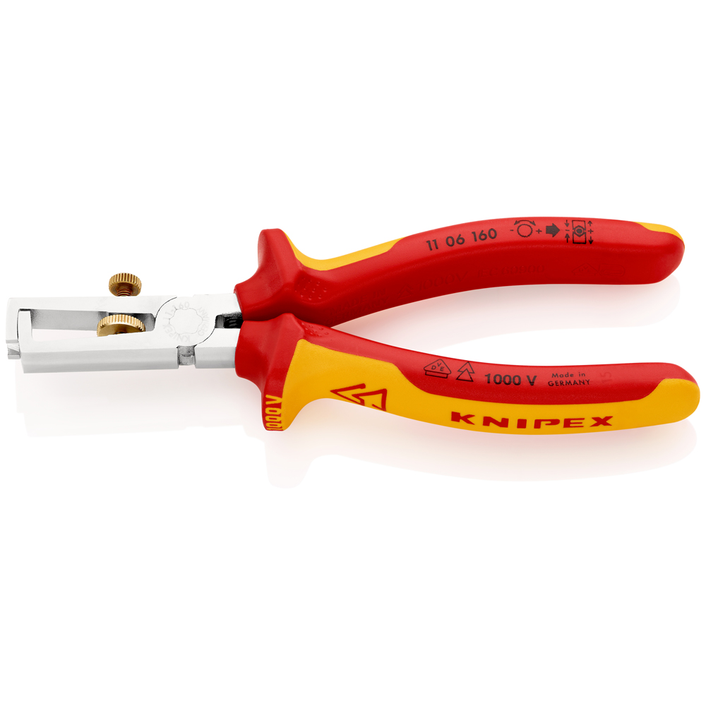 KNIPEX 11 06 160 Universal VDE Insulation Stripper with Opening Spring