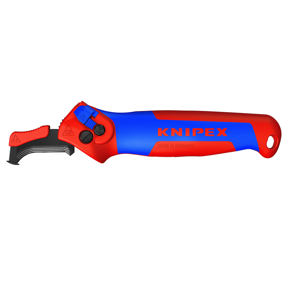 KNIPEX 16 50 145 SB Stripping Knife with Guide Shoe and Ratchet Function